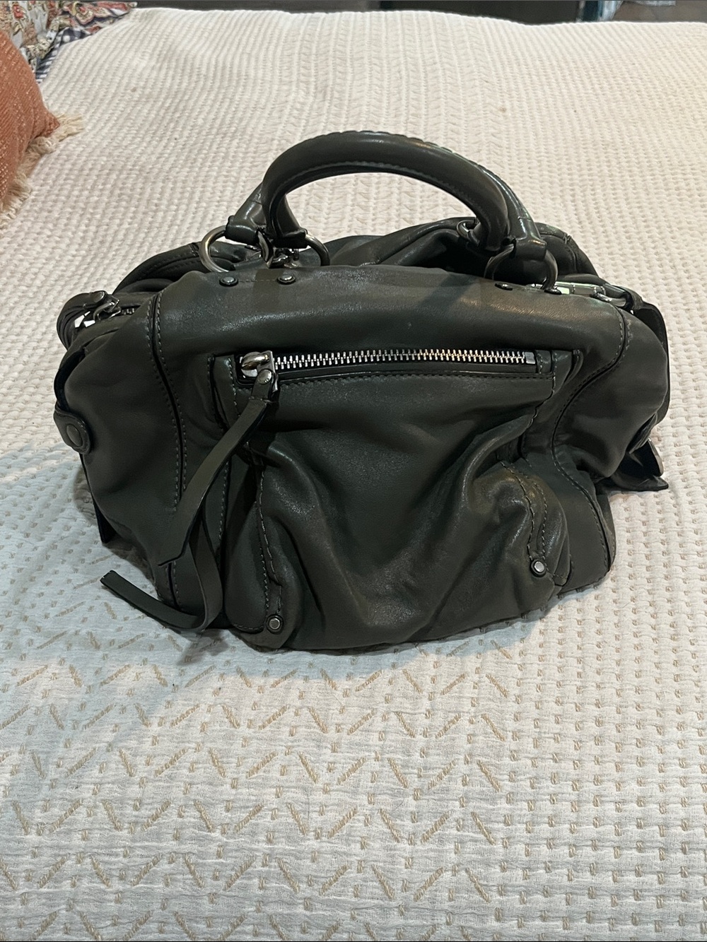 Marc Jacobs Olive Green Leather Shoulder Satchel